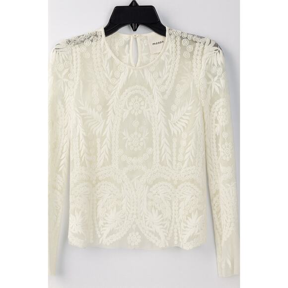 Mason by Michelle Lace Long Sleeve Top in White. Size 4. - Picture 1 of 6